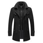 MOBIGARLAN Manteau Homme en Laine Chaud Court Epais Slim Fit Business Hiver Trench-Coat avec Un Col Accessoire Caban Manteau Jacket XH596 Noir