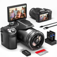 Appareil Photo numérique 4K Caméra vidéo Caméscope 64MP Vlogging Caméra 16X Zoom numérique Carte SD 32gb