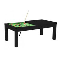 Meyer TableBillard - Table À Manger Convertible en Billard 7FT - Noir - Tapis Vert - 214 x 112.5 x 85 cm
