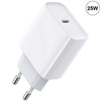 Chargeur Rapide USB-C 25W Blanc pour iPhone 15 Pro Max, iPhone 15 Pro, iPhone 15, iPhone 15 Plus