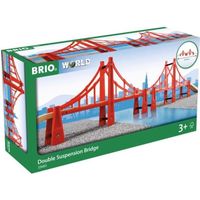 Pont Suspendu Double Brio 33683 pour Circuit de Train en Bois - 113cm - Mixte - A partir de 3 ans