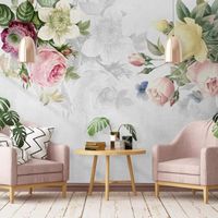 Papier Peint Panoramique Fleur Minimaliste Papier Peint Soie 3D Tapisserie Poster Decoration Murale Chambre Salon 350x250cm(L x H)