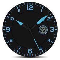 FISHTEC Horloge Murale avec Température Digitale - Ø 25,4 cm - Noir et Bleu