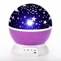 Projecteur LED étoile lune veilleuse ciel rotatif à piles veilleuse lampe pour enfants enfants bébé chambre (violet)