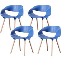 Chaises scandinave Julia - Lot de 4 - Bleu Canard - Pieds en bois massif - Design salle à manger salon chambre