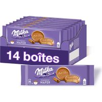 Milka Choco Suprême - Présentoir de 14 paquets - Gaufrette Croustillante au Chocolat au Lait et Fourré goût Cacao
