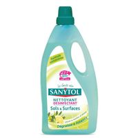 LOT DE 2 - SANYTOL Nettoyant et désinfectant Sols et surfaces Citron 1L