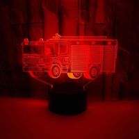 XM4928-3D Led Nuit Lumière Camion De Pompiers Forme 3D Illusion Lampe 7 Couleur Changement Tactile Interrupteur Led Veil