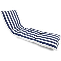 Coussin de chaise longue-180x55x6cm-ligne-bleu foncé et black-doux-lisse-simple