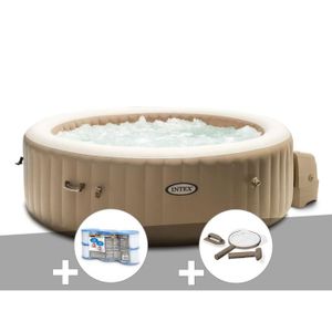 SPA COMPLET - KIT SPA Spa gonflable Intex PureSpa Sahara rond Bulles 4 places - Beige