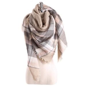 Foulard/écharpe Tartan Beige - Viscose Très Douce - 190x90 Cm - Style British - Neuf