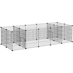 PARC Cage parc enclos modulable po 175x70x45cm Noir