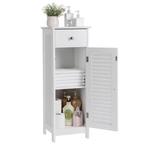 MEUBLE BAS COMMODE SDB Meuble bas salle de bain VASAGLE - Armoire d'angle 1 tiroir 2 casiers - Blanc