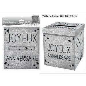 URNE JOYEUX ANNIVERSAIRE PAILLETEE NOIRE : : Cuisine et Maison