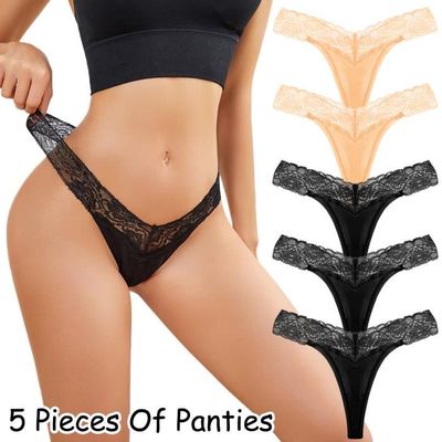 Lot de 5 strings pour femme Sans coutures En dentelle Sexy Lingerie 5pcs Cdiscount Pret a Porter