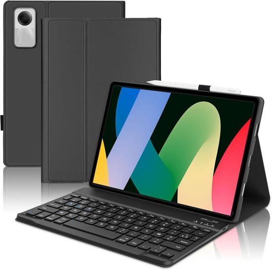Housse Avec Porte-stylo Clavier Bluetooth AZERTY Pour Redmi Pad SE 8.7'' 2024 - Étui Magnétique Avec Porte-Stylo, Noir étui Tablette 8.7 Pouces