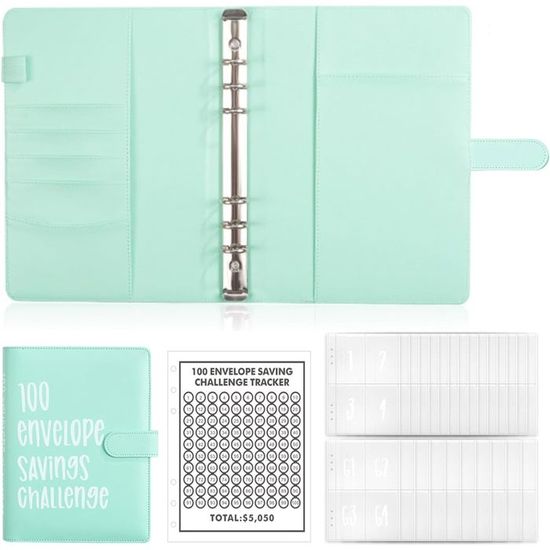 Classeur de budget économique avec 100 enveloppes A5 et espèces - Livret de défis pour Classeur de budget économique avec 100 enveloppes A5 et espèces - Livret de défis pour