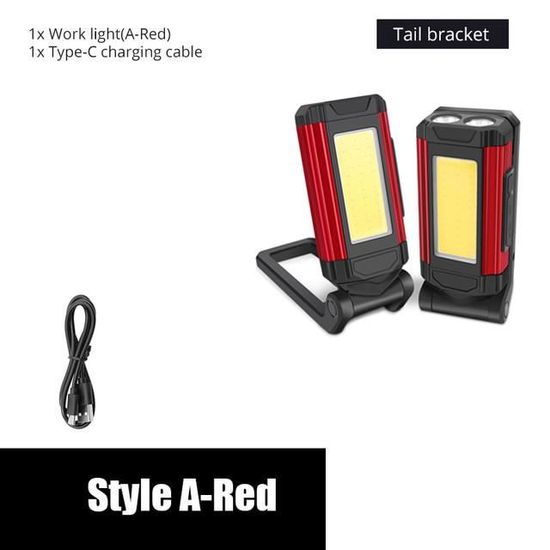Support-Rouge 1pcs-Lampe de travail magnétique COB aste par USB
