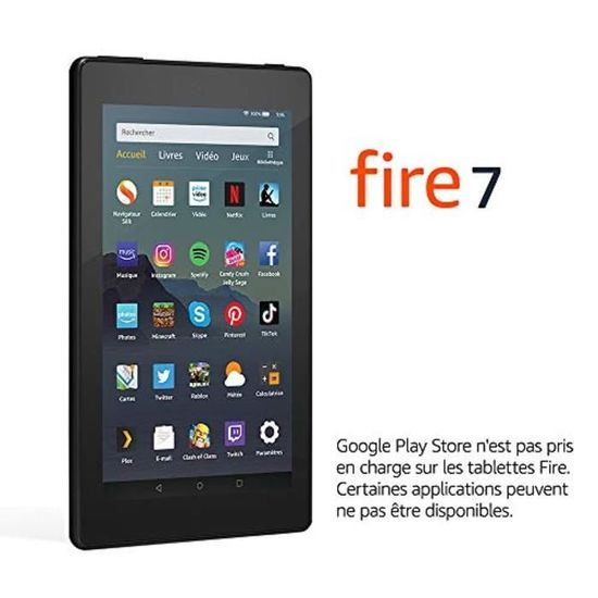 Tablette Fire 7, écran 7", 16 Go (Noir) - avec offres spéciales