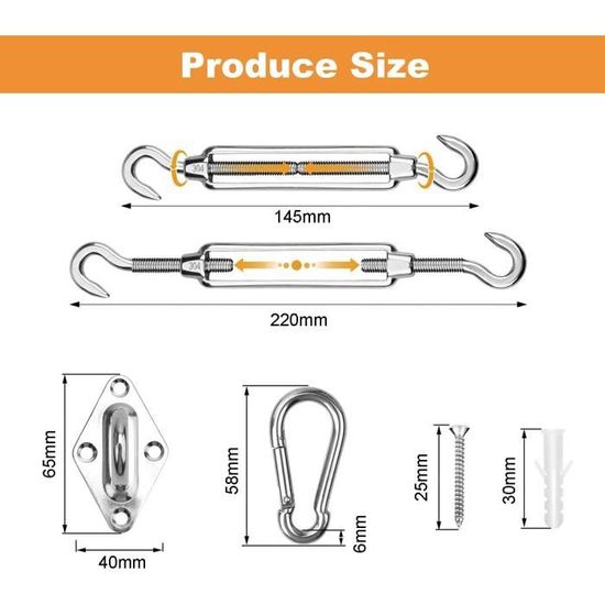 Ressorts De Tension En Acier Inoxydable - Lot De 5, Pour Voiles D'ombrage, Tentes, Bâches - Anti-vent