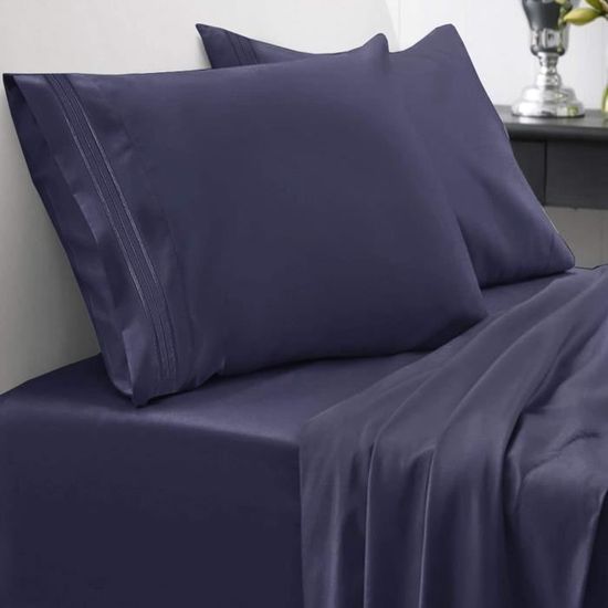 Oduo Drap Housse Et 2 Taies D'oreiller, Microfibre Respirant Doux Drap Housse Poche 30cm Profonde Et 2 Taies D'oreiller (50x75cm) Pour Lit 1/2 Personnes (Plume Violette,180x200x30cm