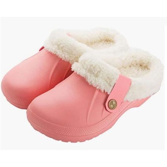 Chaussons Femme Hiver Fourrés - Rose - Confortable Et Imperméables