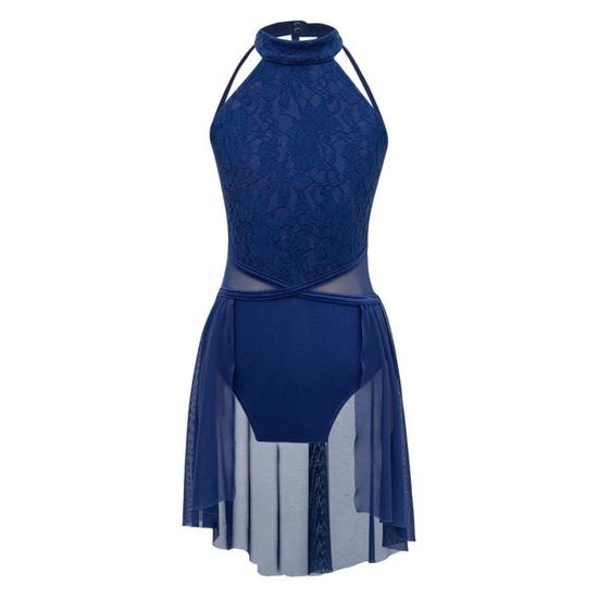 Robe De Danse Lyrique Asymétrique Pour Fille 5-16 Ans - Haut Strass & Jupe Maille - Tenue Moderne Classique, Patinage Artistique