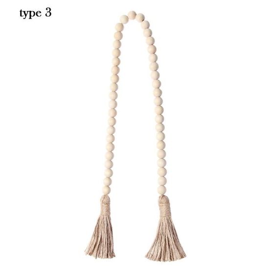 Guirlande De Perles En Bois Naturel Avec Eucalyptus Artificiel Boho