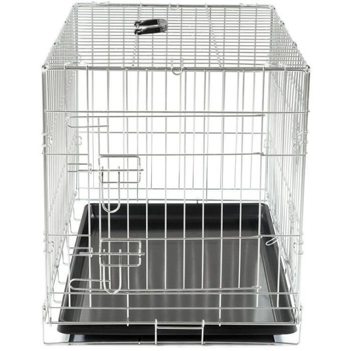 VADIGRAN Cage métallique pliable Classic - 76 x 48 x 55 cm - Argent - Pour chien