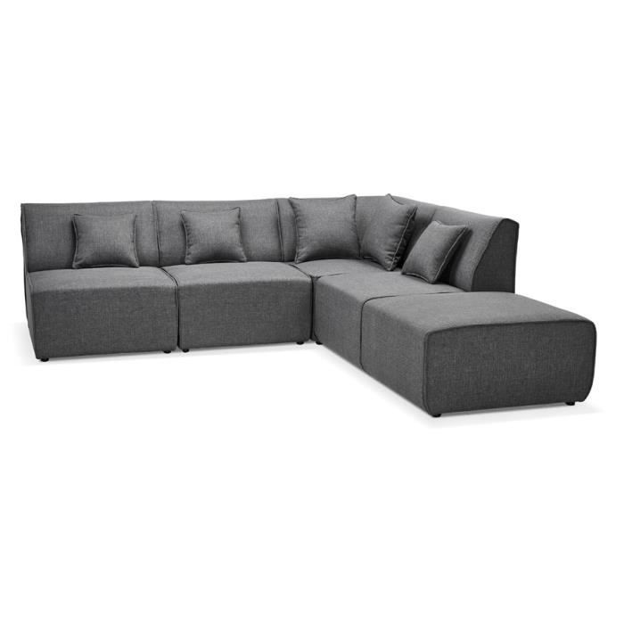 Canapé d'angle modulable design 'INFINITY COMBI' gris foncé (angle au choix)