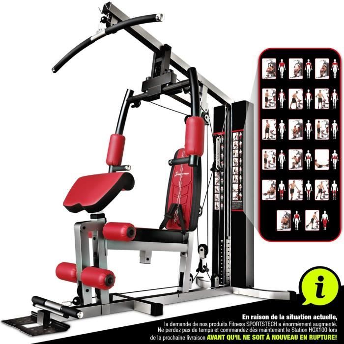 Sportstech Station de Musculation Multifonction Premium 45en1 HGX100/HGX200, Appareil Musculation Variantes d'entraînement. Home-Gym