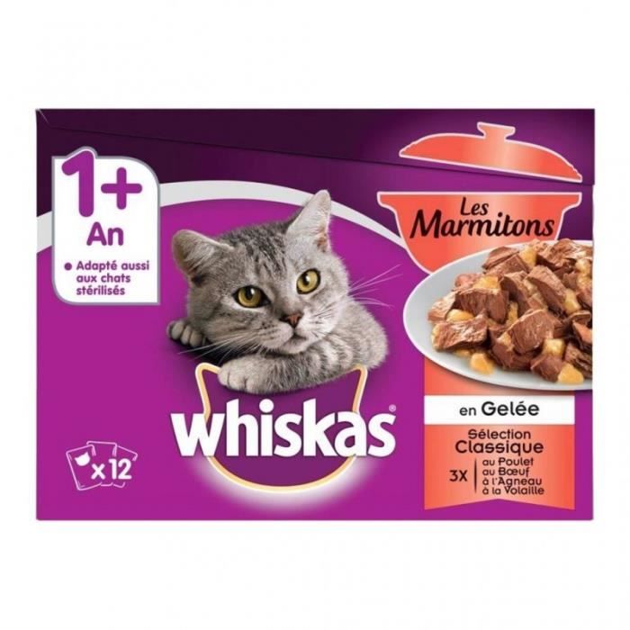 Whiskas 1 ans et Plus Les Marmitons en Gelée Sélection Classique par 12 (lot de 2 soit 24 sachets)