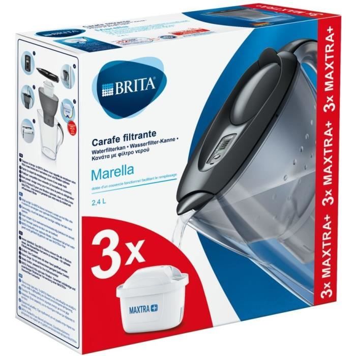 BRITA Marella Cool Filtre eau Jug et Maxtra + Starter Pack cartouches, graphite
