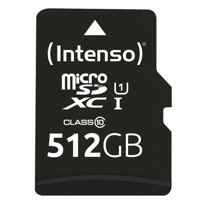 Intenso GmbH - Micro SDXC 512GB Intenso Premium C10 UHSI- 45MB/s inkl. SD-Adapter - Couleur:Noir