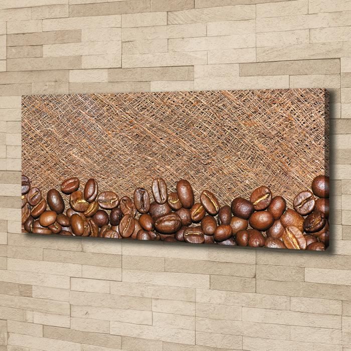 Tulup 125x50 cm art mural - Image sur toile:- Nourriture boissons - Grains De Café - Brun Gris Blanc