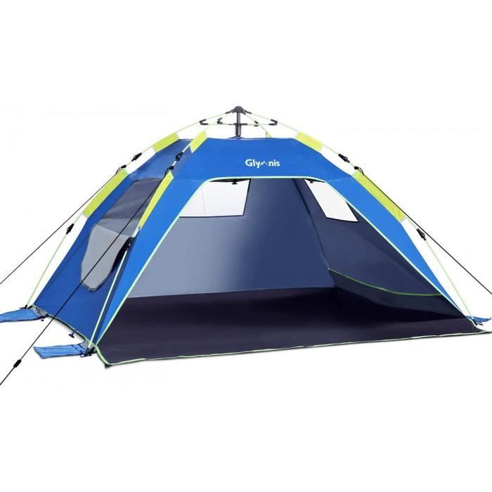 tente de plage pop-up ressort hydraulique 4 ou 5 personnes abri soleil upf 50+ anti uv automatique montage instantané famille extéri