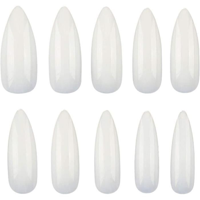 600 Pièces Stiletto Faux Ongles et Capsules 10 Tailles, Pointe Ongle en Acrylique pour Ongle Gel UV une Utilisation Domestique
