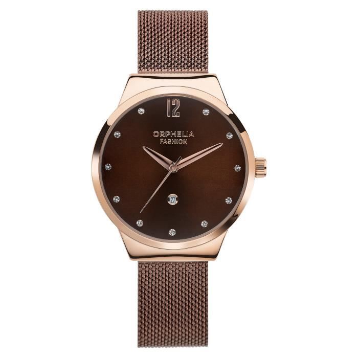 Orphelia Fashion - Montre Femmes - Quartz - Analogique - Bracelet en Acier inoxydable - Marron - OF714813
