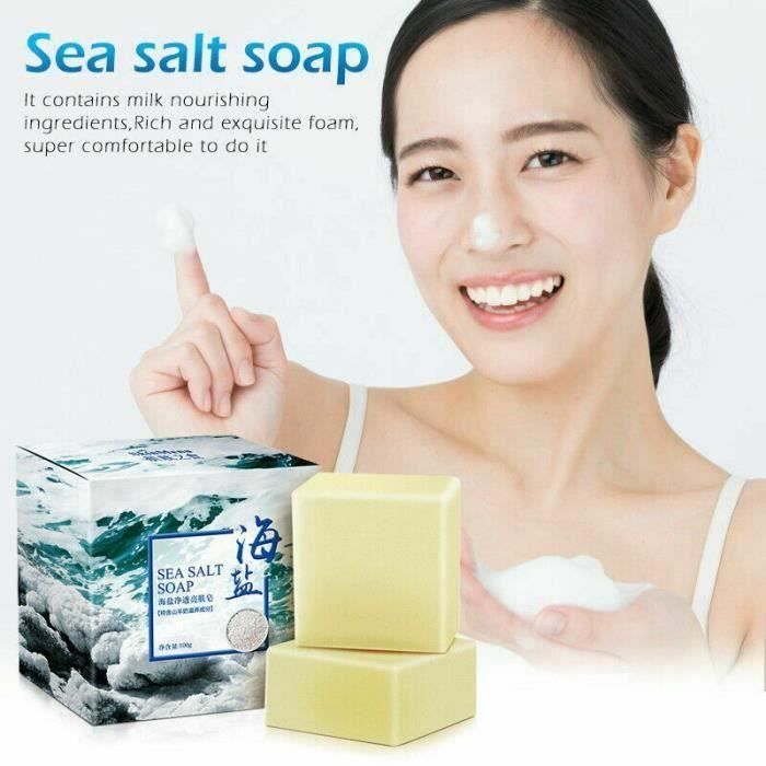 LOVEBAY 100g Savon Sel de Mer Lait de Chèvre Éliminer Acné Huile-Contrôle Nettoyer Peau Rétractable Savon Nettoyant Nett*PL18962