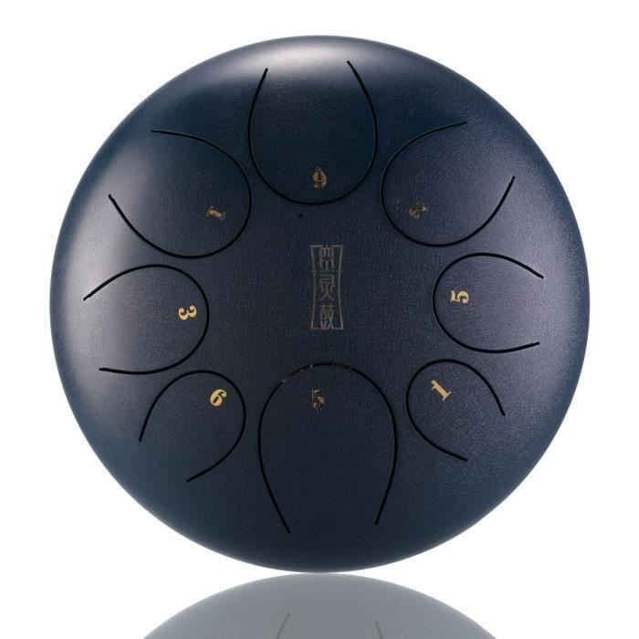 NEUFU 10'' Tongue Drum Instrument de Percussion Acier Tambour Langue de Main Handpan + Sac Maillets Marine