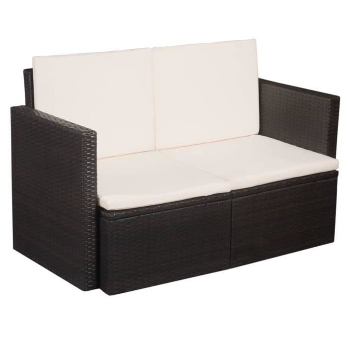 Nouveau - Canapé de jardin à 2 places - Sofa Divan Banquette de jardin Canapé Confortable avec coussins Marron Résine tressée