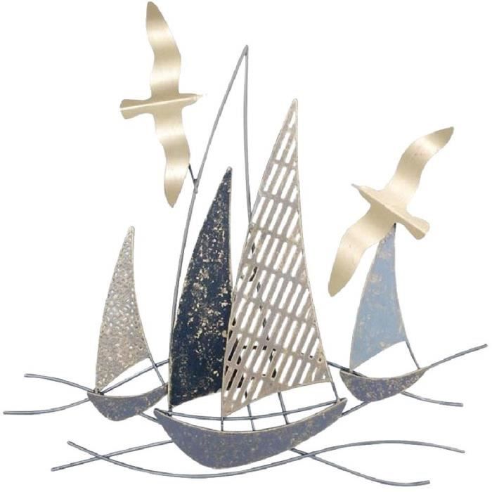 Décorations murales G&S Bateaux VOILIERS décoration Fer forgé Neuf Metal Murale 48x48cm Relief Ambiance MER océan régate 10275