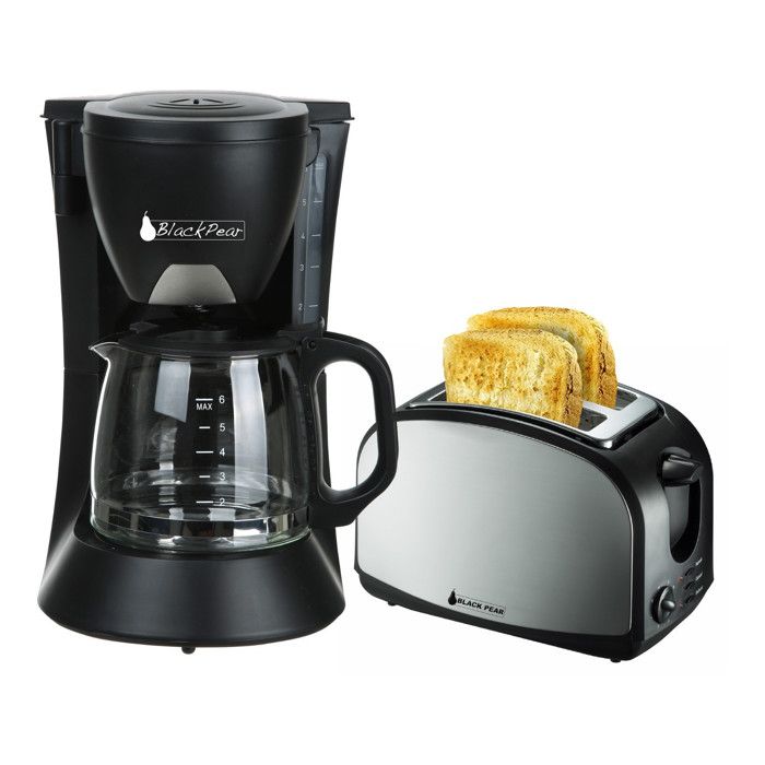 Cafetière 6 tasses 650W Black Pear BCM106 + Grille pain 2 fentes Black Pear BGP400