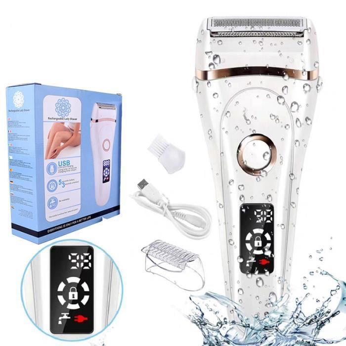 Rasoir électrique indolore pour femmes | Tondeuse à poil et bikini rasoir électrique rechargeable pour une épilation efficace(blanc)