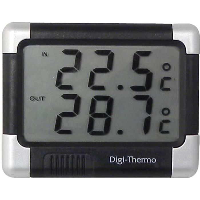 Thermometre interieur / exterieur noir/argent