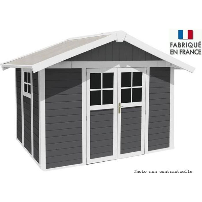Grosfillex - Abri de jardin Déco 7,5 m² en PVC Gris clair avec Kit de fixation - DECO 7,5 GRCL