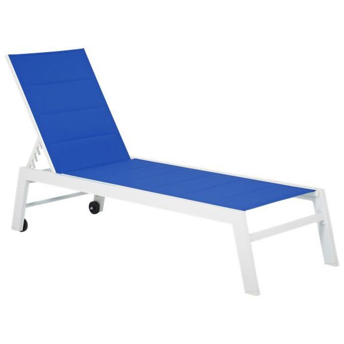 Bain de soleil BARBADOS en textilène bleu - aluminium blanc Bleu