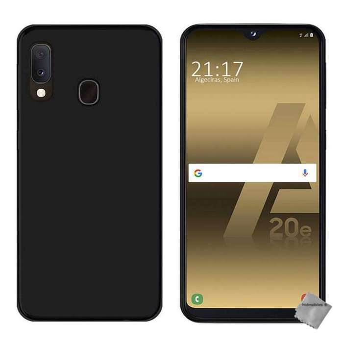 Coque silicone gel fine pour Samsung Galaxy A20e + verre trempe - NOIR