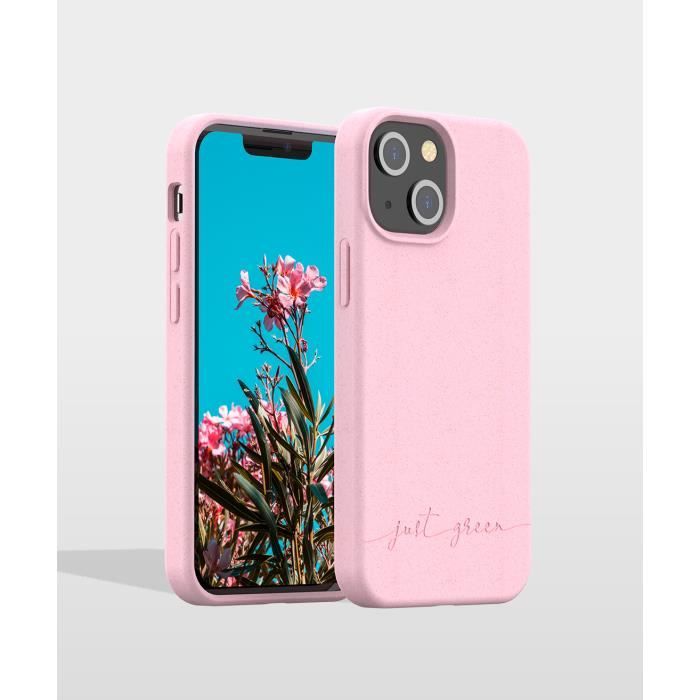 Coque Biodégradable Baby Pink pour iPhone 13 mini Just Green