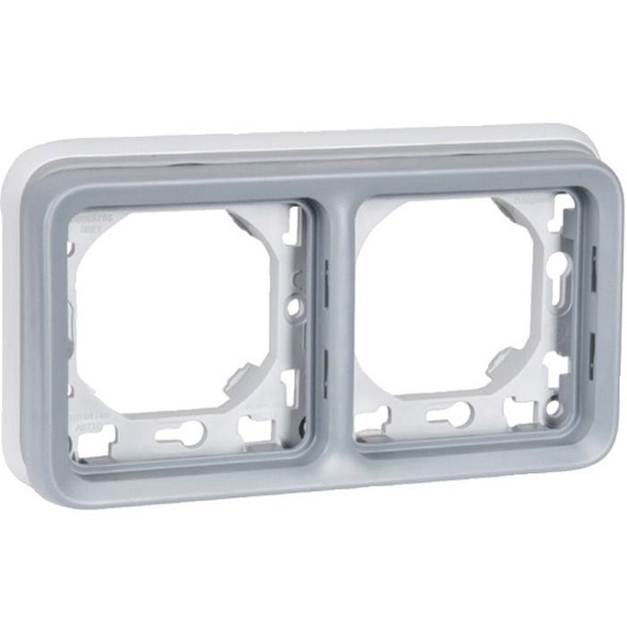 Plaque + Support 2 Postes Hotizontal Gris/Gris